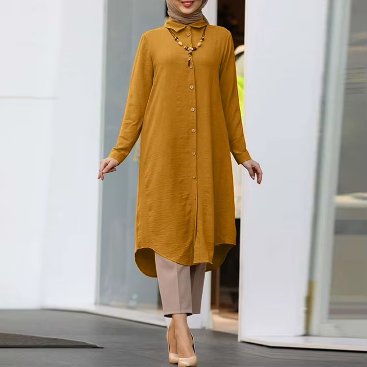 Chemisier musulman pour femmes, manches longues, décontracté, ample, tunique musulmane, marocaine, m