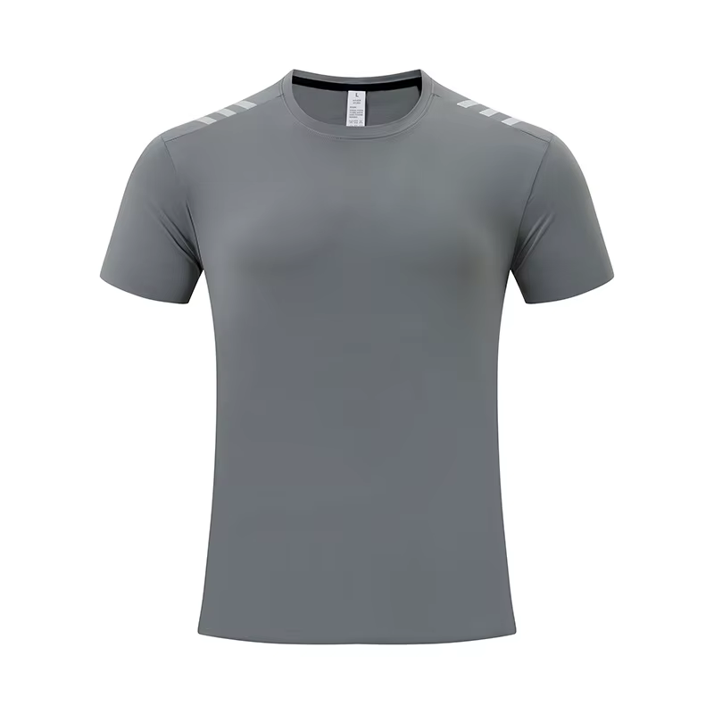 Sweat-shirt de sport pour hommes, t-shirt de fitness, de course, de gym, à manches courtes, à séchag