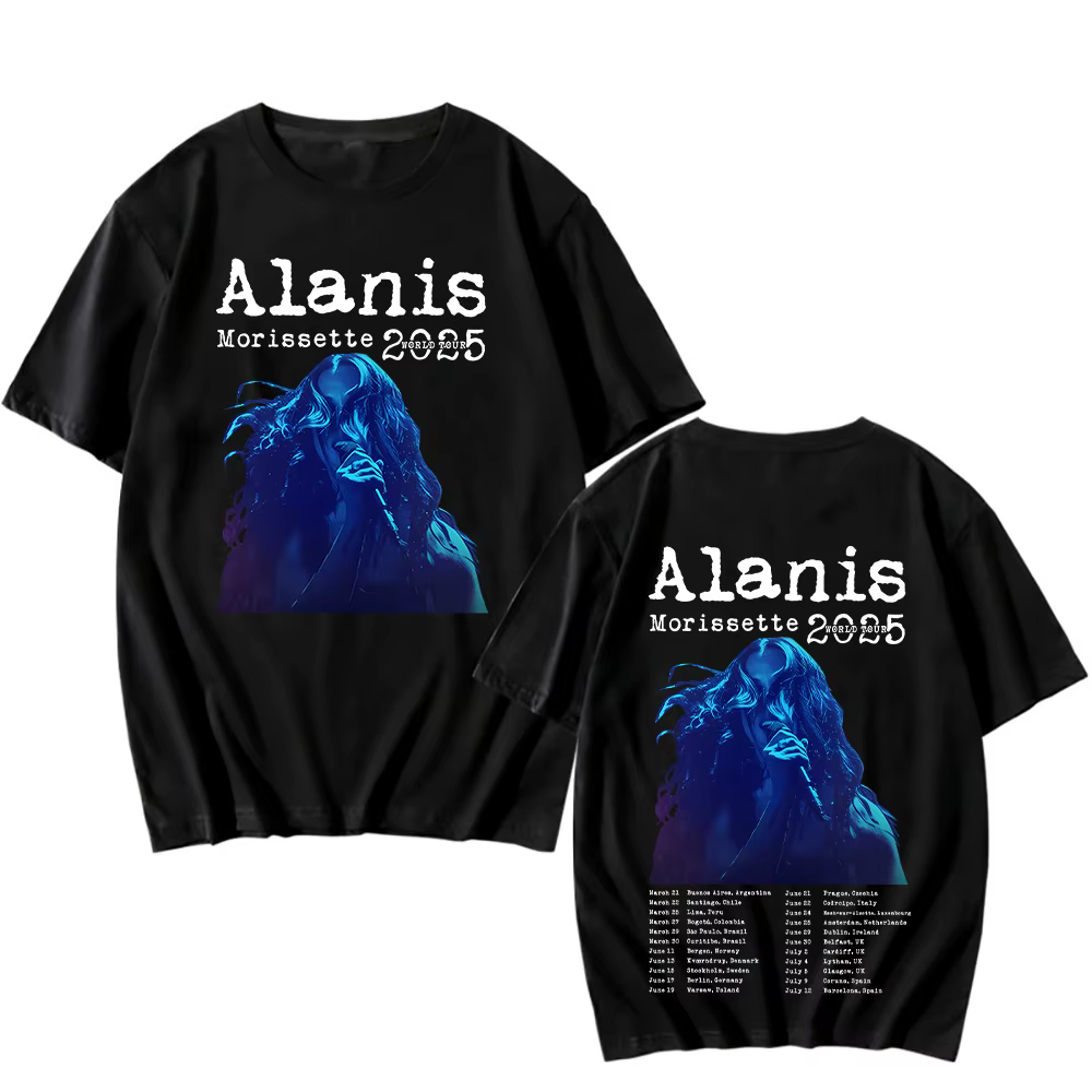 Alanis Morissette World Tour T-shirt à manches courtes pour hommes et femmes, t-shirts en coton, col