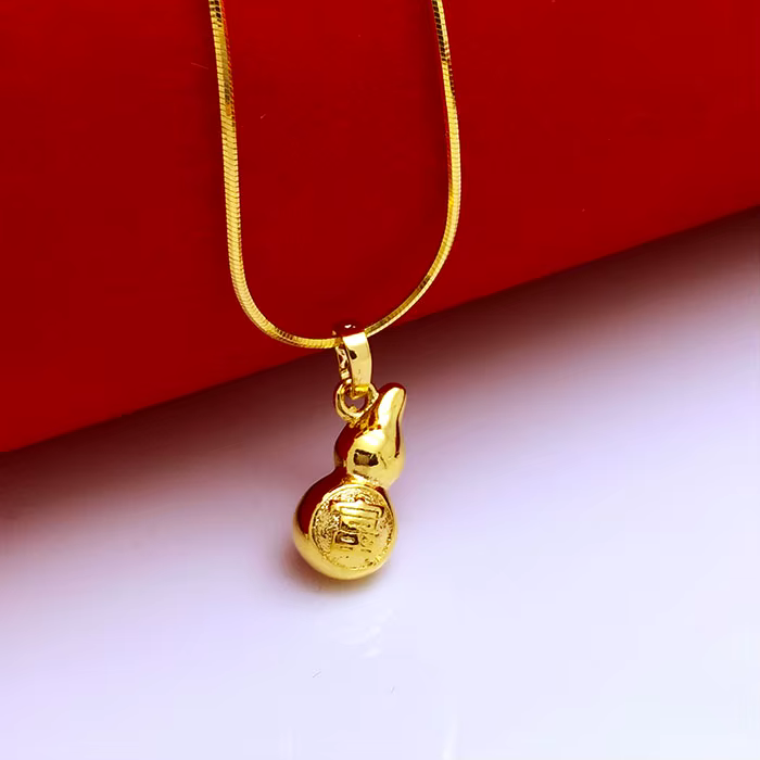Collier pendentif gourde plaqué or 24 carats pour femme, cadeau de bijoux