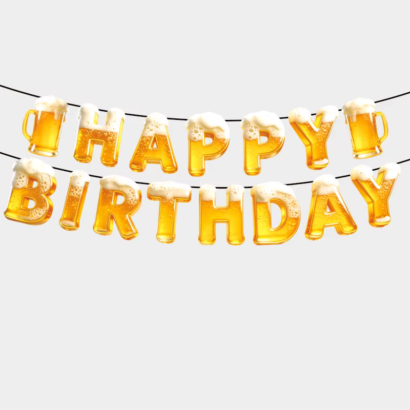 Bannière d'anniversaire sur le thème de la bière, unisexe, pour fête d'anniversaire d'adultes, événe
