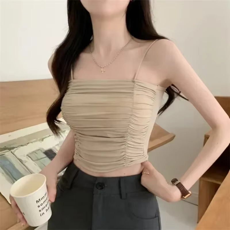 Hauts sexy pour femmes, hauts bustier sans manches, hauts pour filles avec bretelles, camisole blanc