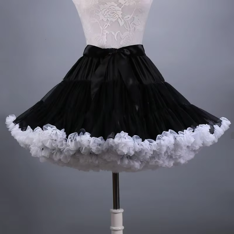Jupon en Tulle pour Femme, Taille artificiel astique, Mini Tutu, Multicouches, Jupe Bouffante de bre