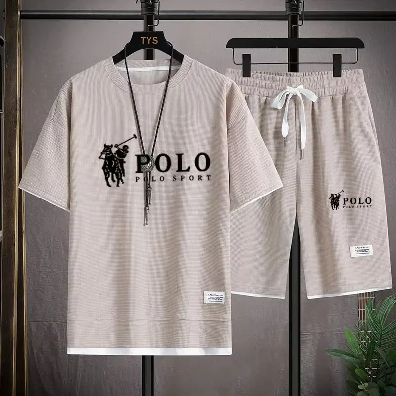 Ensemble chemise à manches courtes et short de sport pour homme - Tenue de sport et décontractée élé