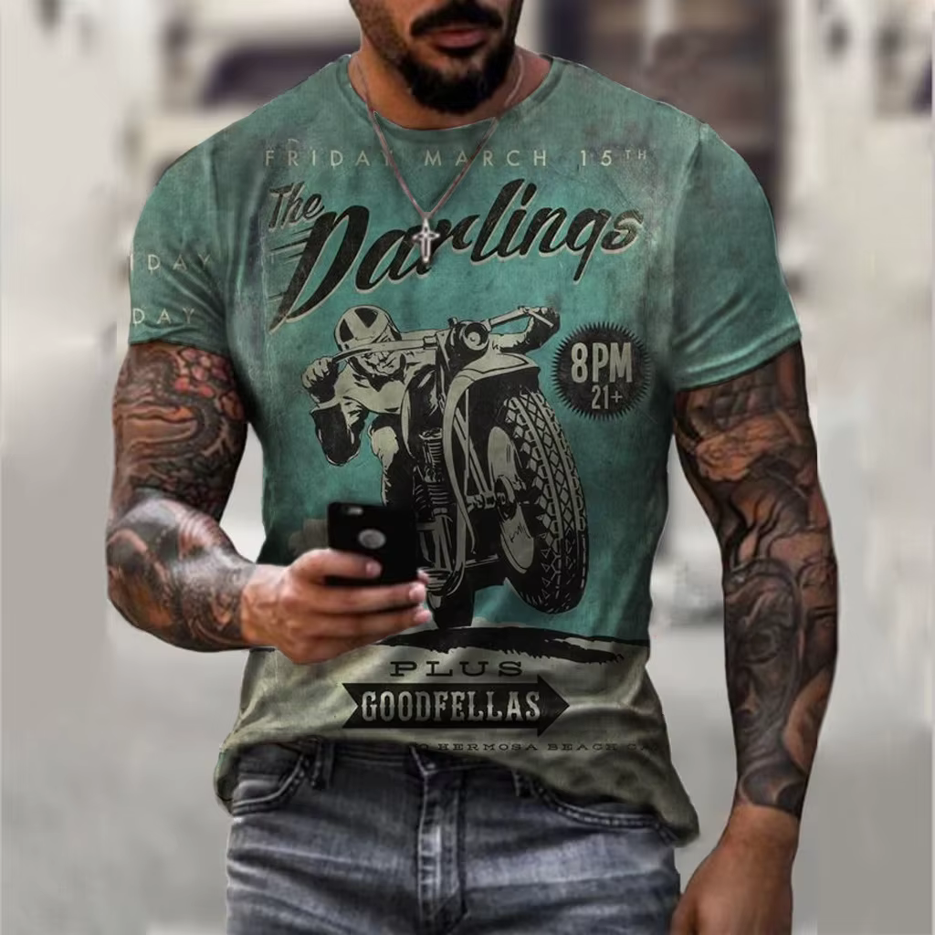 T-shirt de randonnée pour hommes, design imprimé en 3D, escalade, course à pied, vêtements de campin