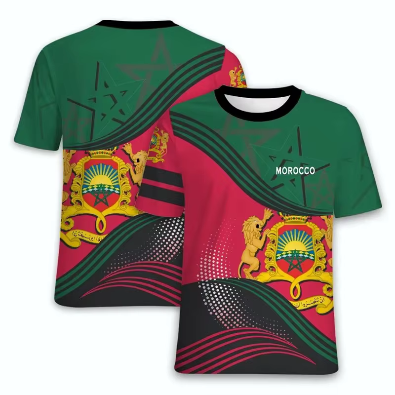 T-shirt à manches courtes marocain 3D pour hommes, vêtements décontractés, tee-shirts unisexes, grap