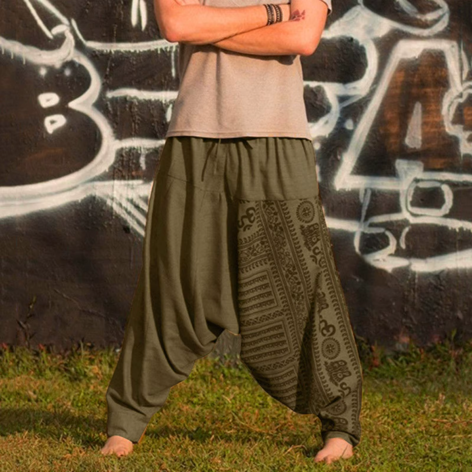 Pantalon croisé de style ethnique pour hommes, pantalon personnalisé, pantalon de sport rétro, stree