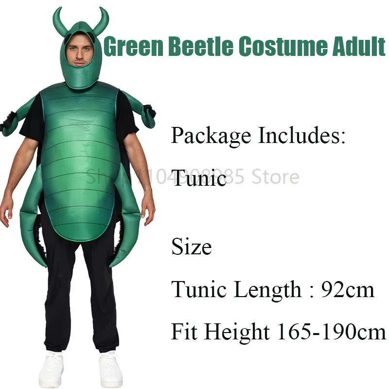 Costume de coccinelle pour adultes, tenue de fête Cosplay d'insecte vert drôle, déguisement de carna