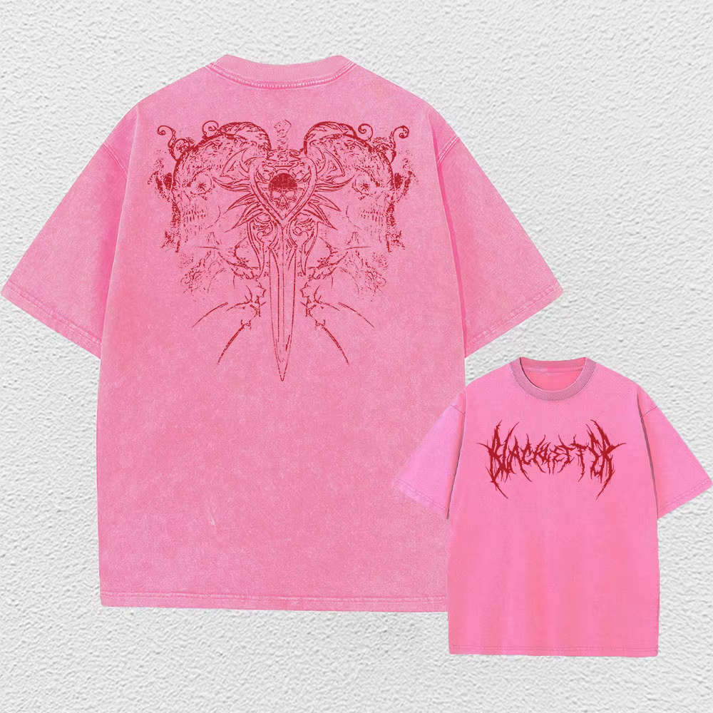 T-shirt vintage pour homme Y2k avec motif crâne et épée, style hip-hop décontracté, été, coton, manc