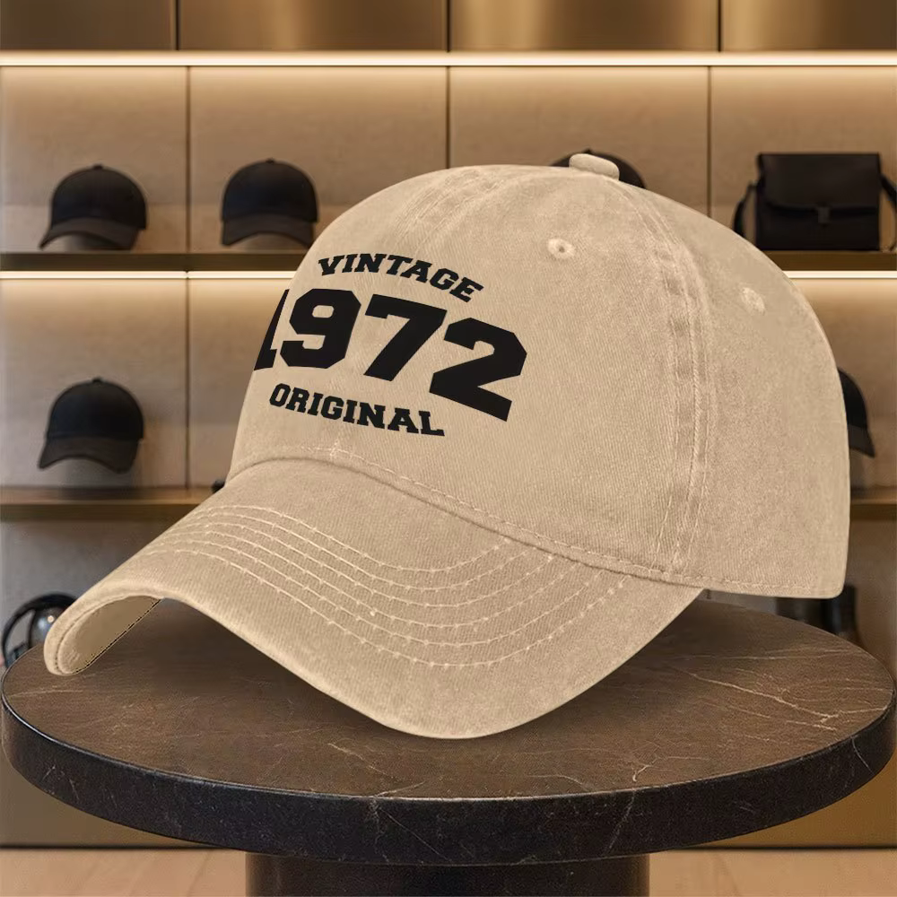 Casquette de baseball unisexe délavée à imprimé numérique vintage 1972, style décontracté, premium, 