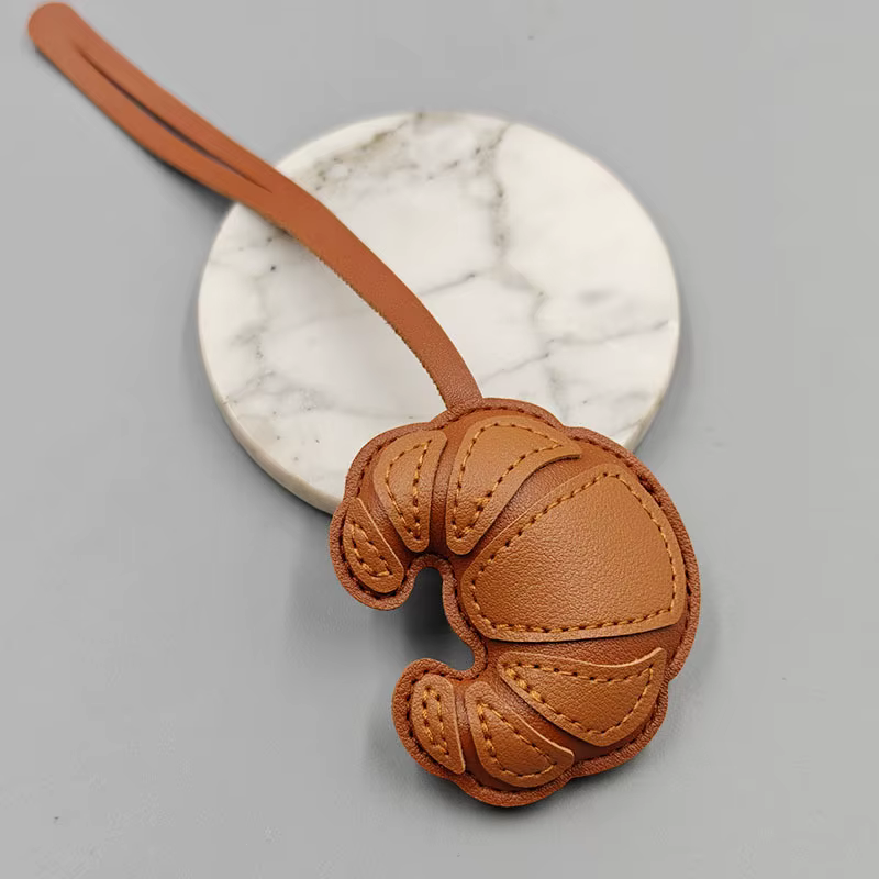 Accessoires de sac à faire soi-même, lanière en PU, porte-clés en forme de Croissant, breloque de sa