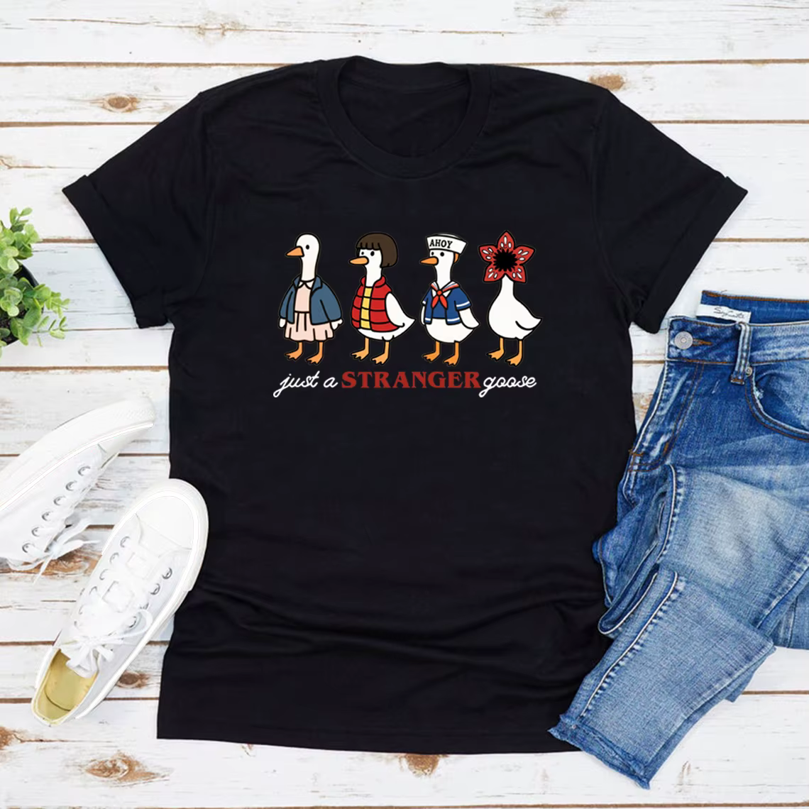 Juste un étranger oie T-Shirt drôle oie parodie chemise femmes à manches courtes graphique T-shirt s