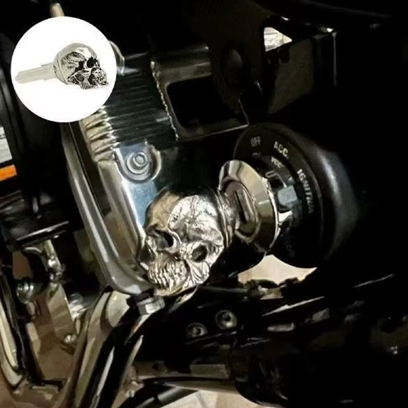 Accessoire de clé tête de crâne en métal, couvercle de clé universel modifié pour moto pour la plupa