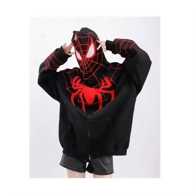 Sweat à capuche floqué Spider pour hommes et femmes, sweat à capuche Hip Hop, manteau à capuche, fer