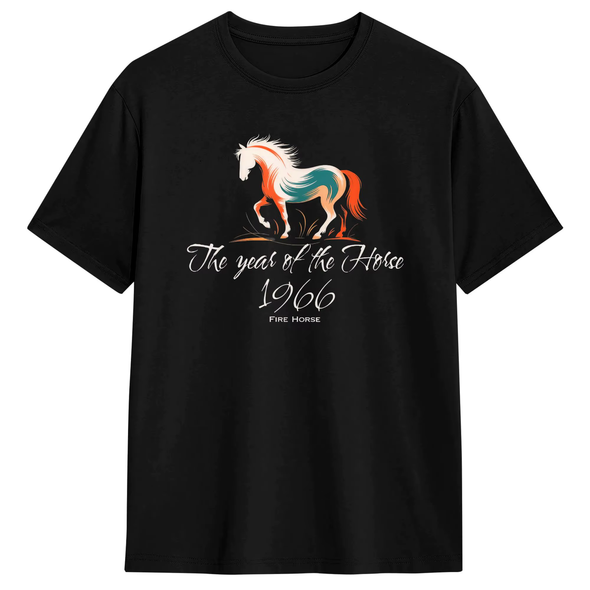 T-shirt Harajuku en coton pour adulte, vêtements grande taille, style Hip Hop, année du cheval 1966,