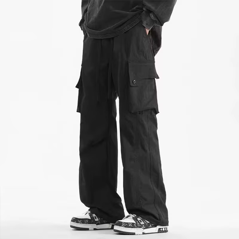 Pantalon de travail américain pour hommes, ample, cordon de serrage, jambes larges, sport décontract