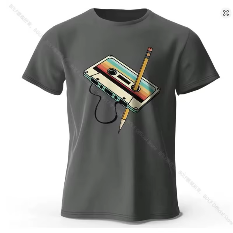 T-shirt imprimé en coton 100% pour homme, essentiel pour l'été, doux et respirant, col rond, manches