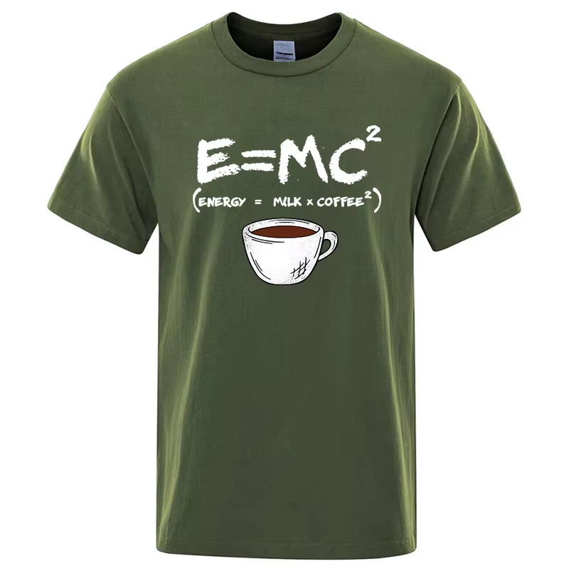 T-shirt d'été pour hommes 100% coton décontracté drôle énergie = lait + café imprimé hommes Cool amp
