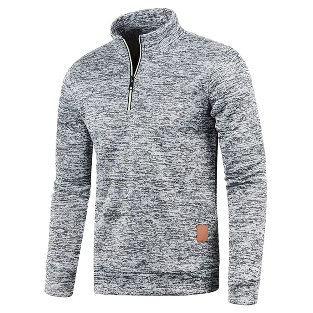 Pull à col roulé avec fermeture éclair pour homme, sweat-shirt d'extérieur, pull à demi-fermeture éc