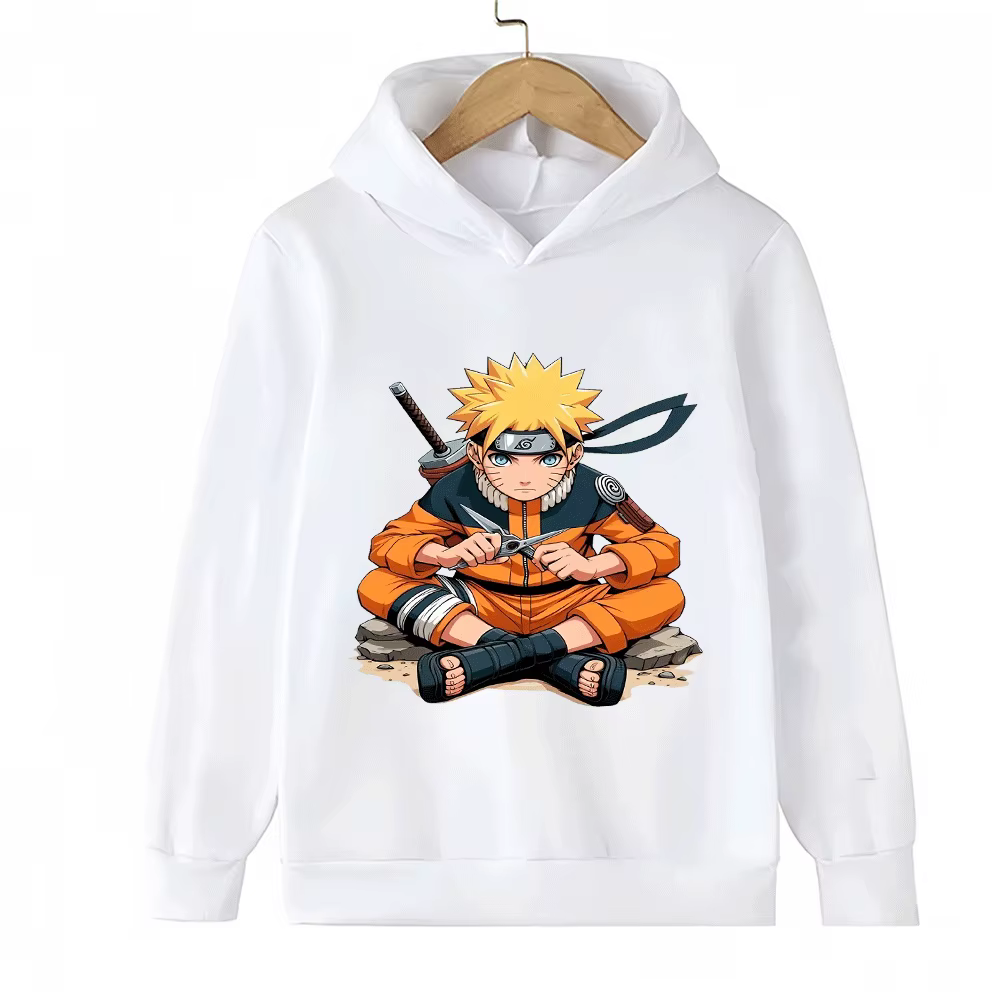 Sweat-shirt à capuche Naruto pour enfants, sweat-shirt imprimé Anime Uzumaki Naruto pour garçons et 