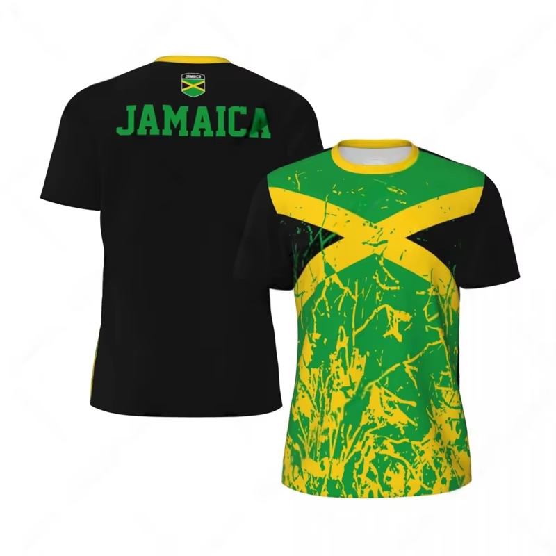 Mode drapeau de la jamaïque graphique Football T-shirts pour hommes tendance d'été 3D emblème Nation