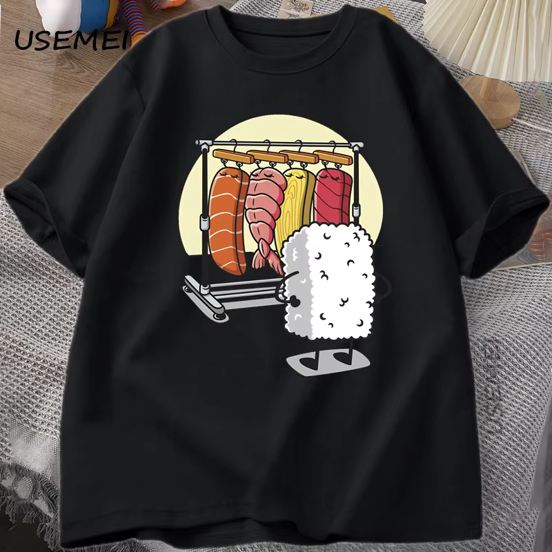 T-shirt Sushi Wardrobe pour femmes et hommes, T-shirt drôle de haute qualité en coton, T-shirts grap