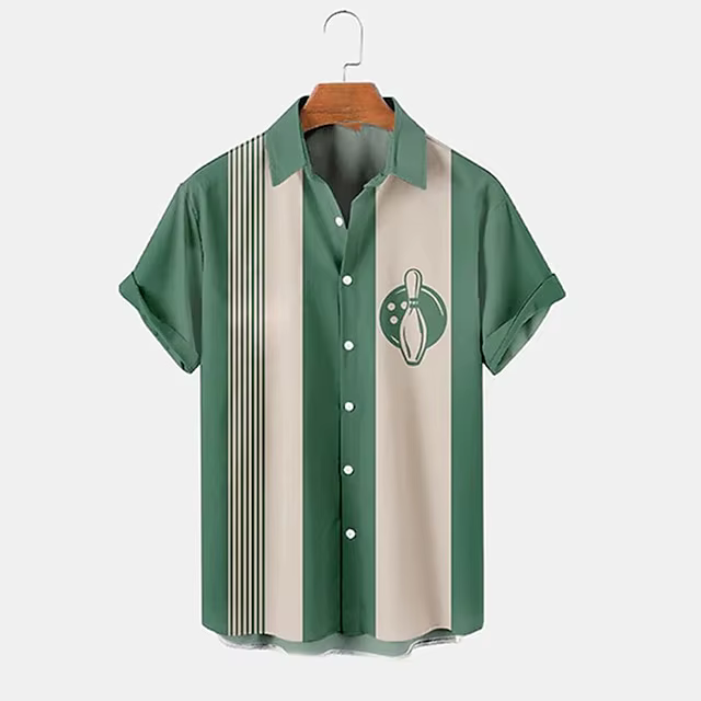 Chemise pour hommes boule de Bowling 3D imprimé revers femmes décontracté mode manches longues chemi
