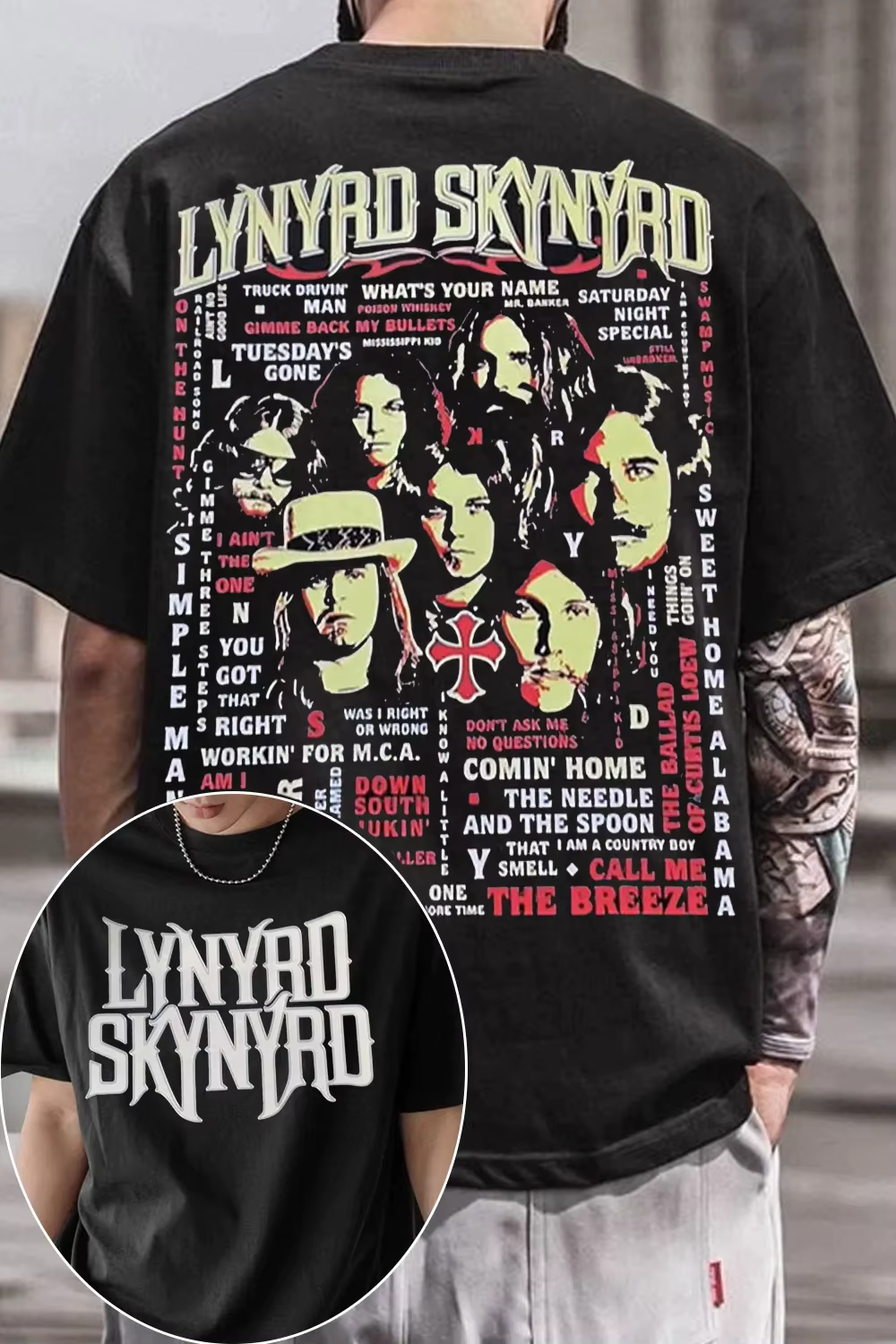 Lynyrd Skynyrd Rock Band Graphic TShirt pour hommes et femmes, t-shirts en coton, vêtements d'été dé