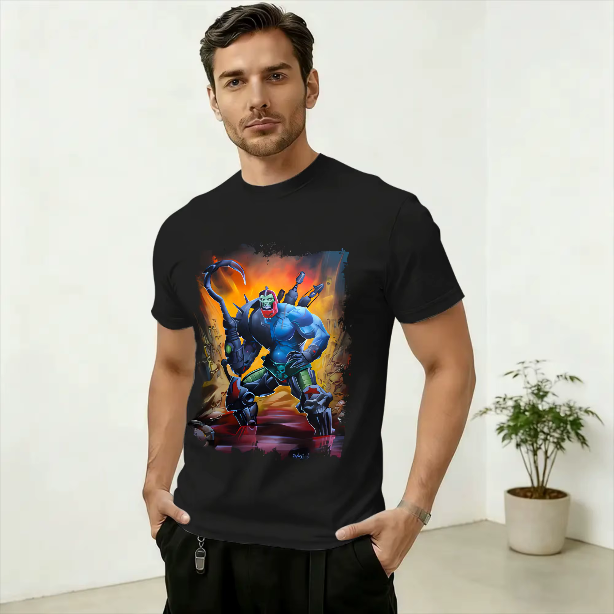 H-He Mans Born in Blood & Fire T-Shirt pour hommes, t-shirt en pur coton, col rond, manches courtes,