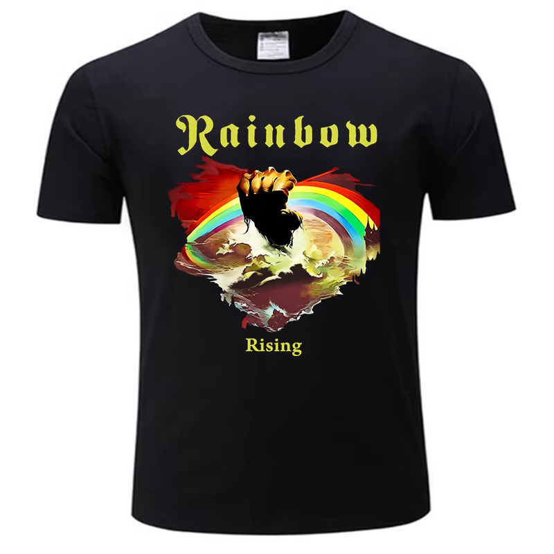 Arc-en-ciel montant groupe de métal lourd surdimensionné T-Shirts drôle hommes vêtements à manches c