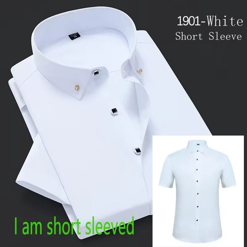 Chemise blanche cintrée pour hommes, vêtements populaires à manches courtes de haute qualité, haut d