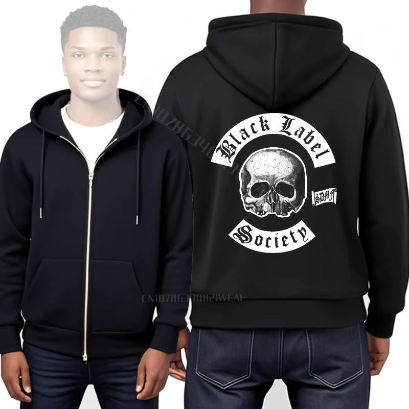 Sweat-shirt drôle graphique basique à capuche noir étiquette société crâne conception coton sweat à 