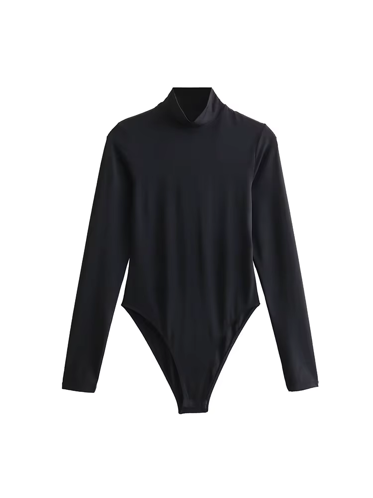 Combinaison à col roulé pour femme, haut à manches longues, costume de batterie décontracté, collant