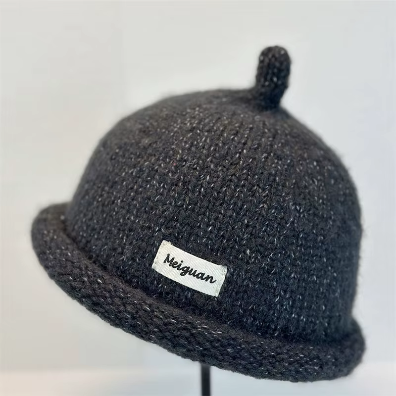 2025 bonnets d'hiver pour femmes, chapeau en laine tricoté à bord retourné, garde la tête au chaud, 