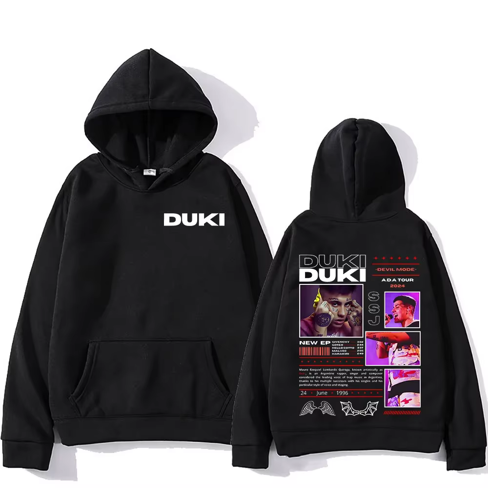 Sweat à capuche Rared Duki pour hommes et femmes, pull en coton, mode hip hop, sweat-shirt vintage, 