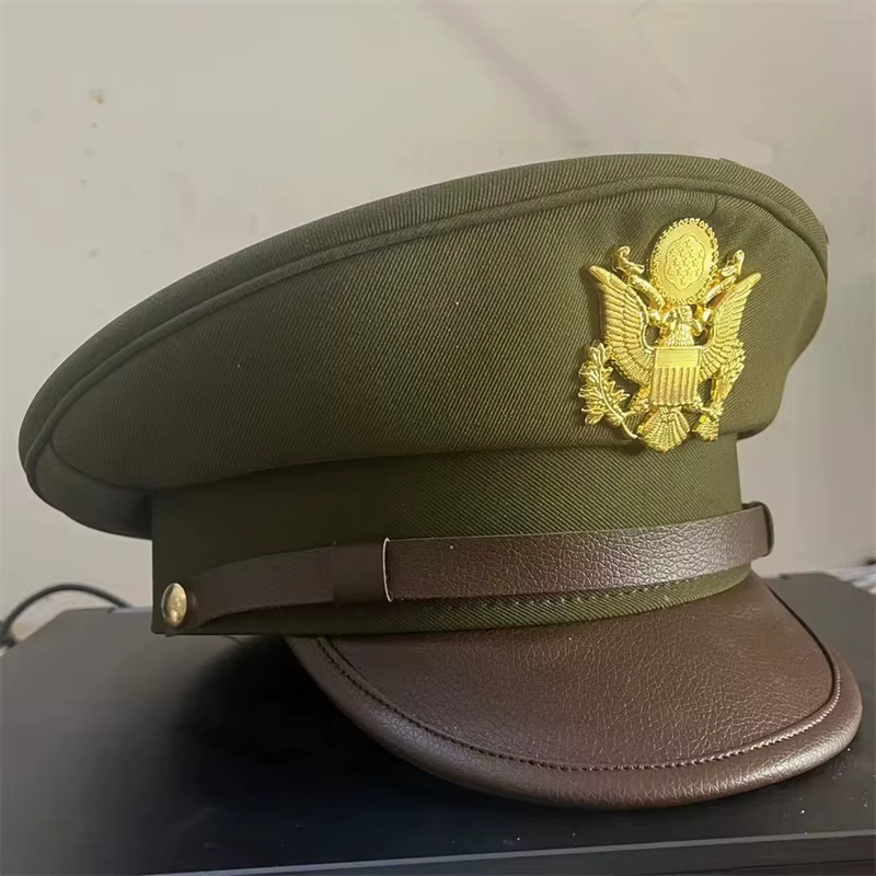Chapeau d'officier américain militaire vert à large bord, casquette classique pour film, émission té