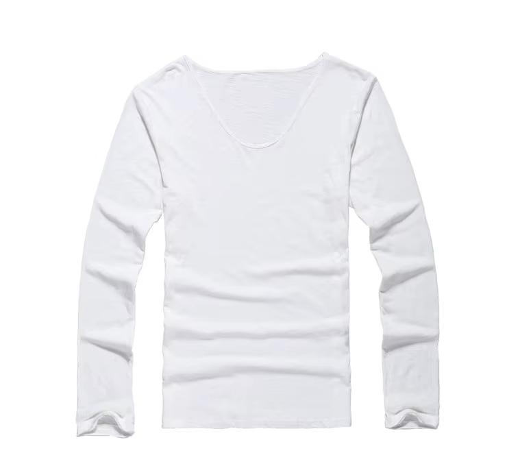 Zecmos – t-shirt à manches longues et col en V pour homme, coupe cintrée, large et basse