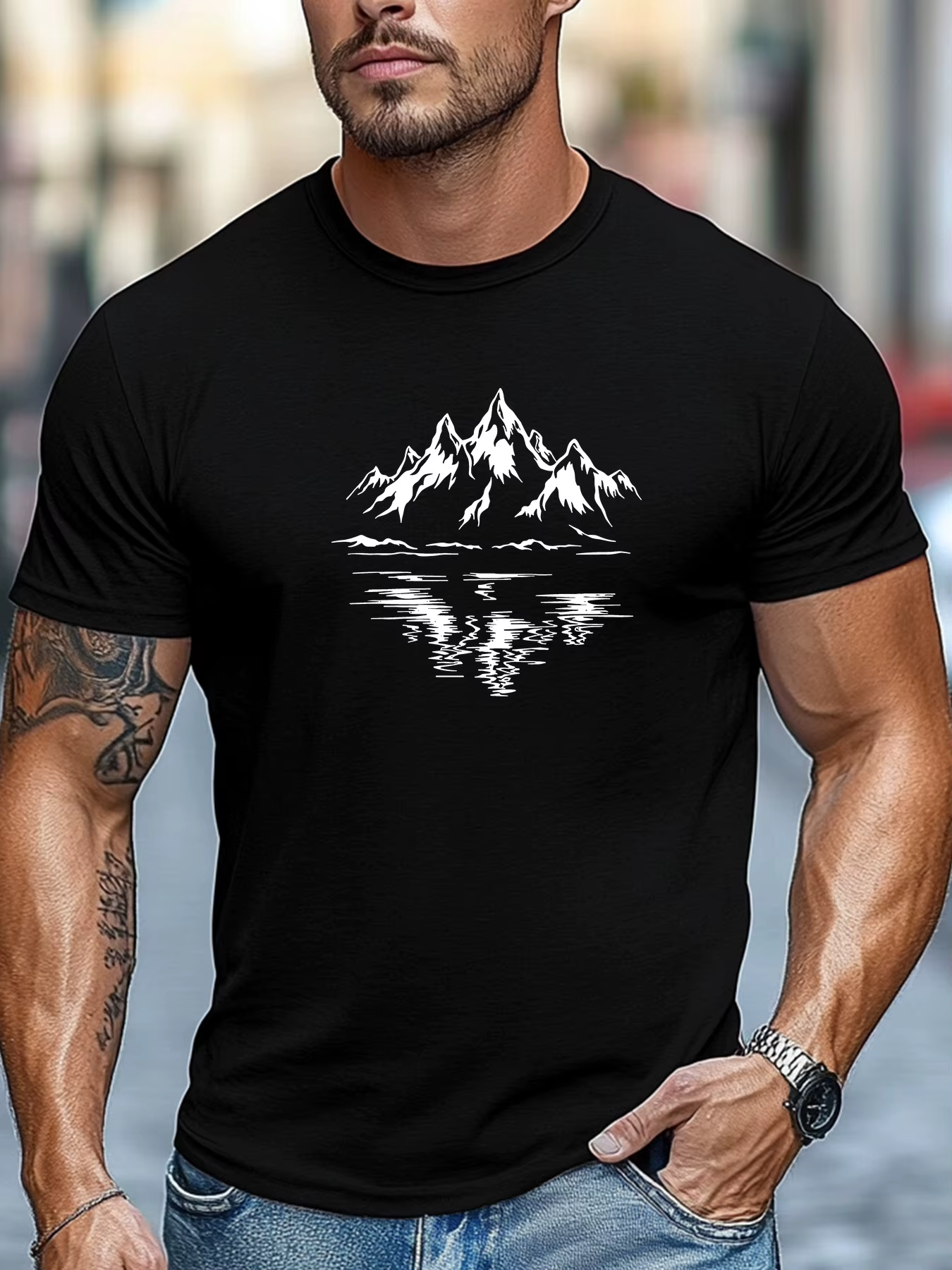 Montagne Nature Inspiré Imprimer 100% Coton Hommes Femmes T-shirt Été Automne Quotidien Sports De Pl