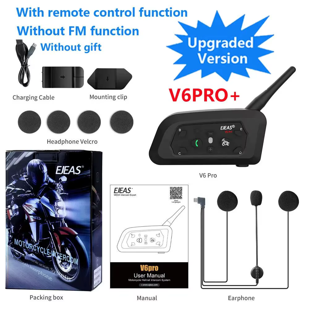 EJEAS V6 PRO +/PLUS Bluetooth casque de moto Interphone casque avec 800M BT Interphone communicateur