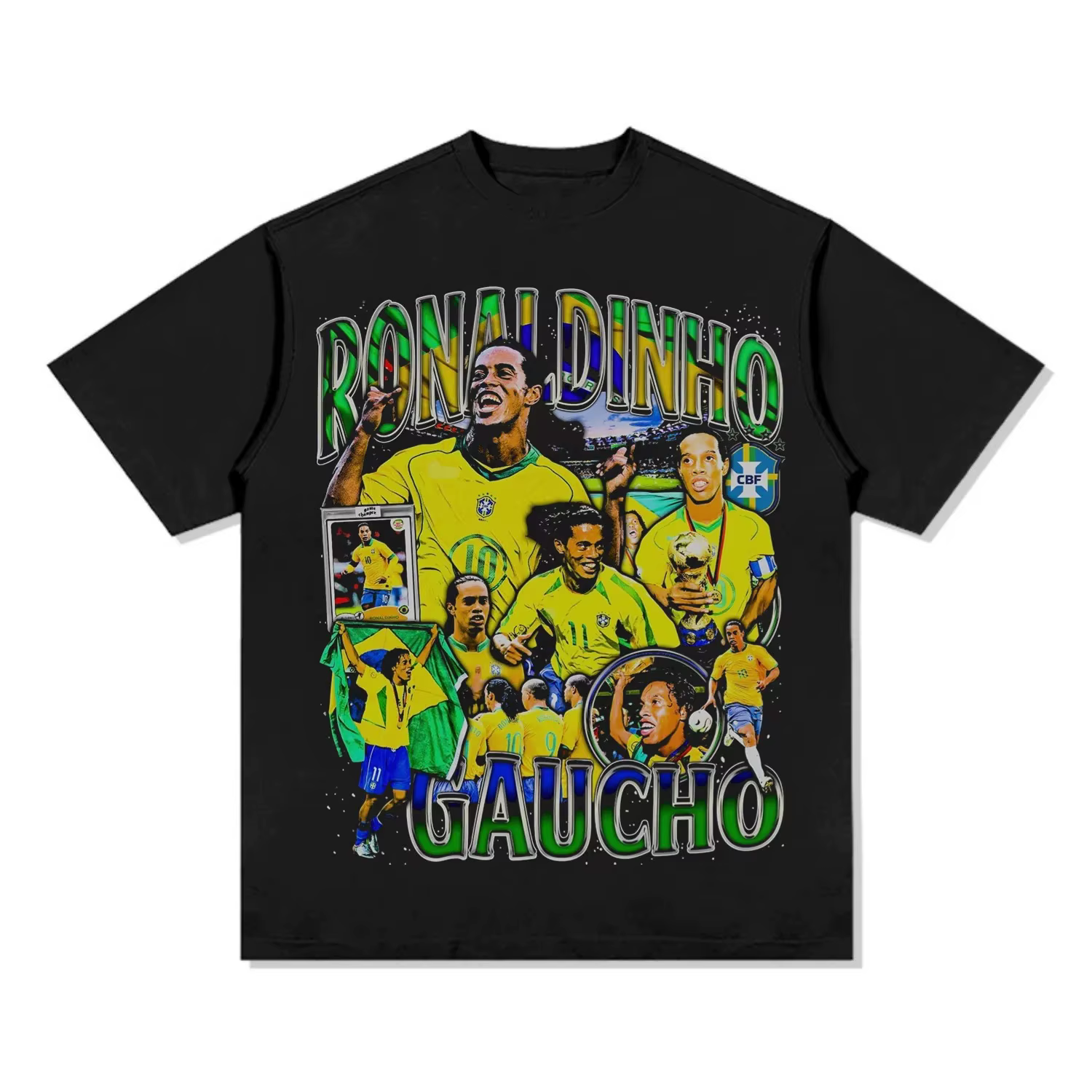 T-shirt graphique vintage Ronaldinho Gaucho Équipe nationale du Brésil, t-shirt rétro de football po