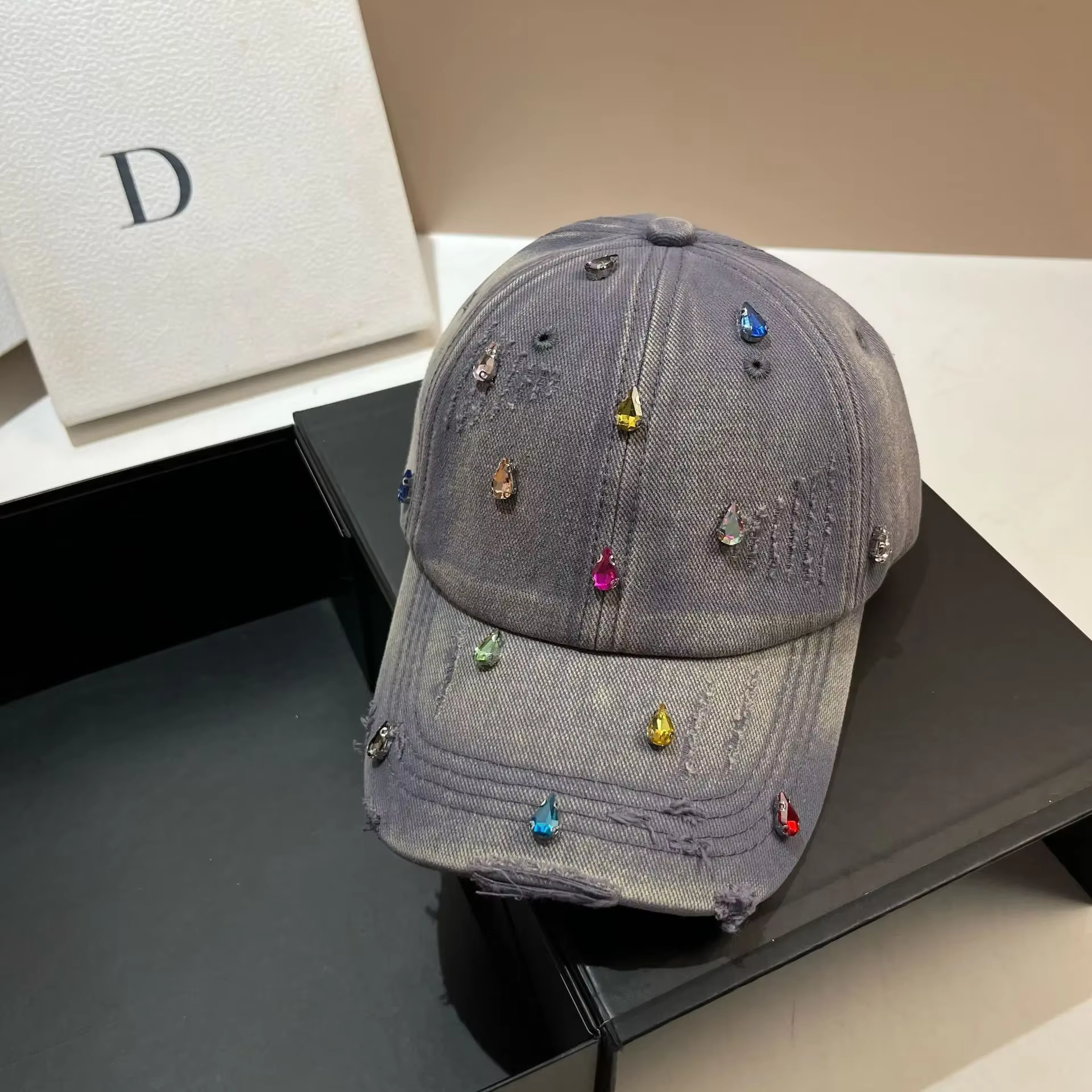 Casquette de Baseball coréenne de luxe en diamant d'eau pour femmes, casquette de soleil de styliste