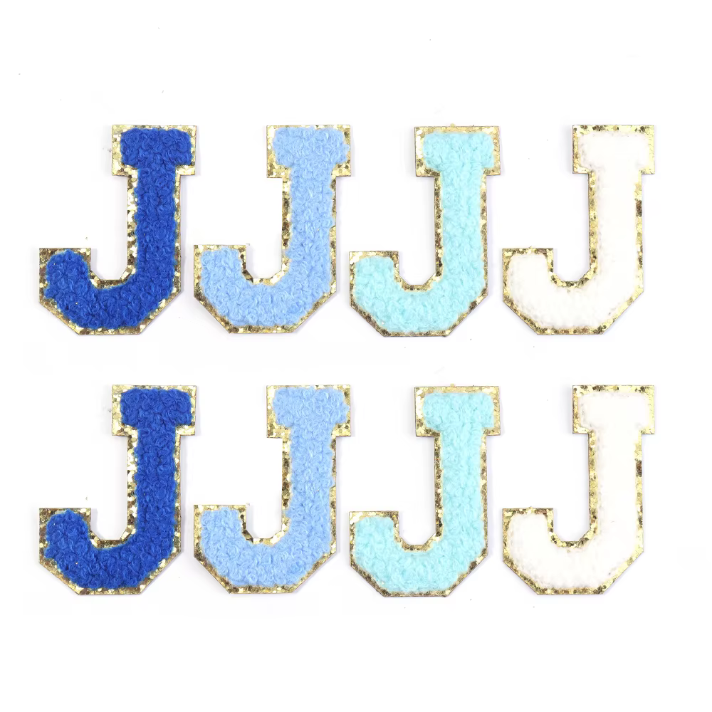 Lot de 8 patchs brodés en tissu, 5,5 cm, bleus, 26 lettres, autocollants décoratifs pour vêtements, 