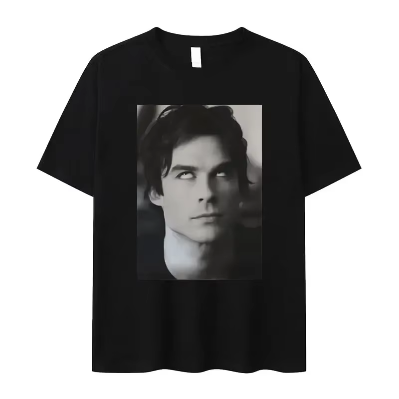 Damon Salvatore Ian Somerhalder émission de télévision T-shirt pour femmes été hauts t-shirts col ro