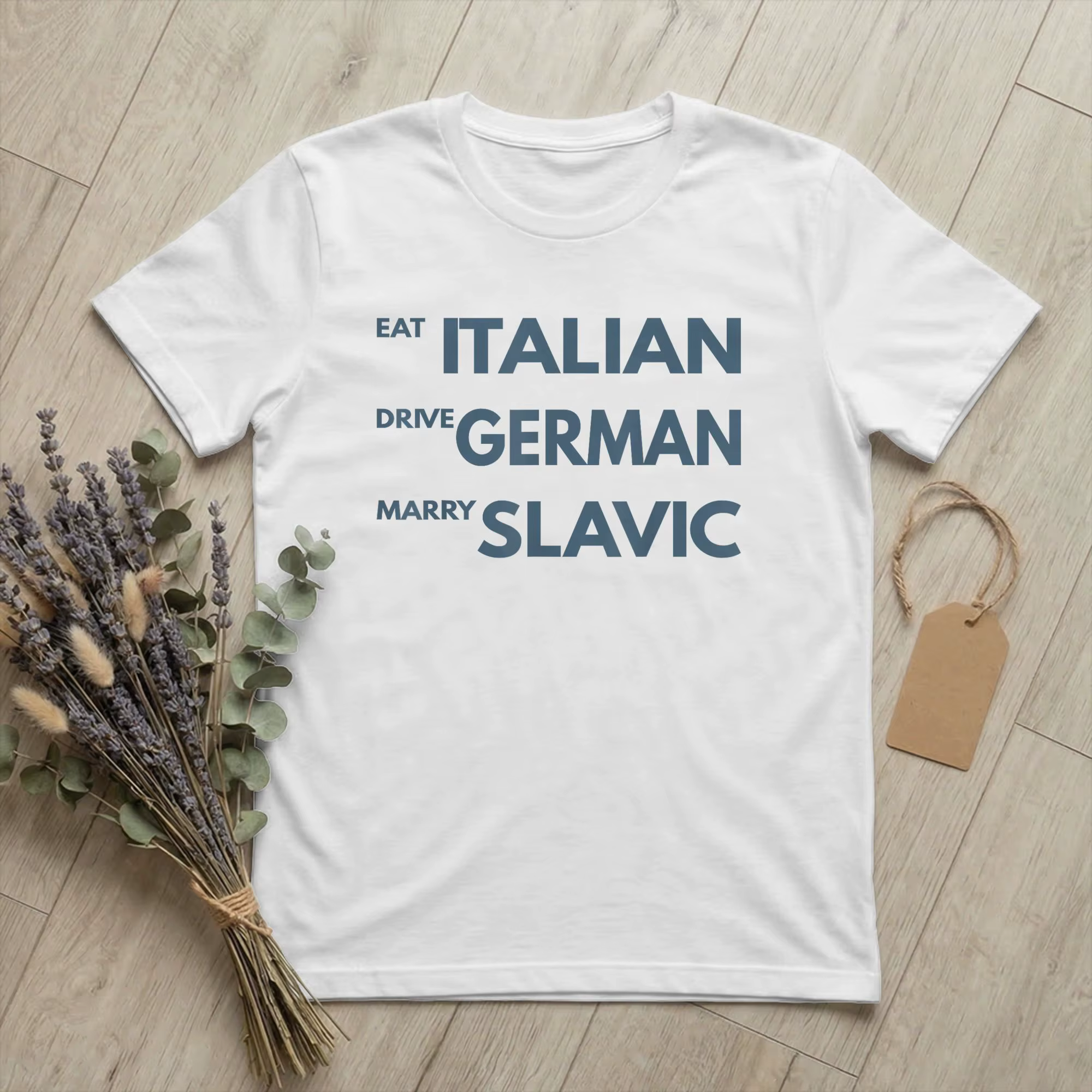 T-shirt pour hommes 100% coton, humoristique, à manches courtes, avec motifs 'Eat Italian Drive Germ