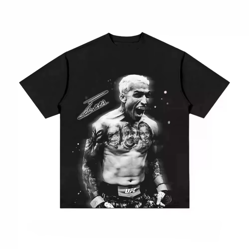 T-shirt Homme Charles Oliveira 2026 – Coupe Ample Confortable en Coton, Style Urbain Classique, Déco