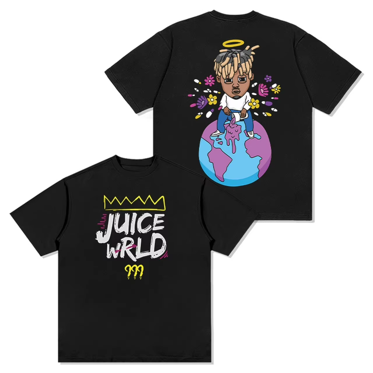 T-shirt Juice WRLD Hip Hop Rapper, imprimé graphique de dessin animé, en coton, à manches courtes, p