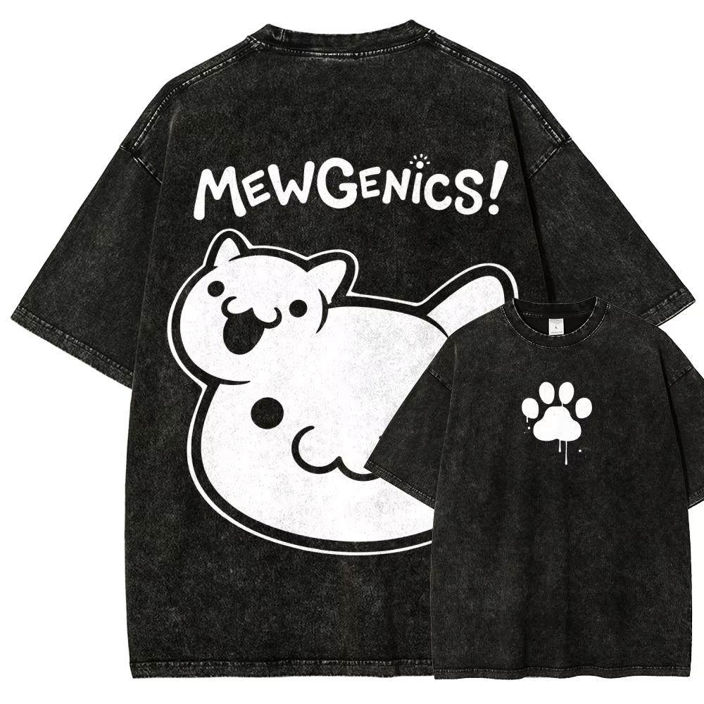 T-shirt délavé Mewgenics, vêtements personnalisés pour toute l'année, vêtements grande taille unisex
