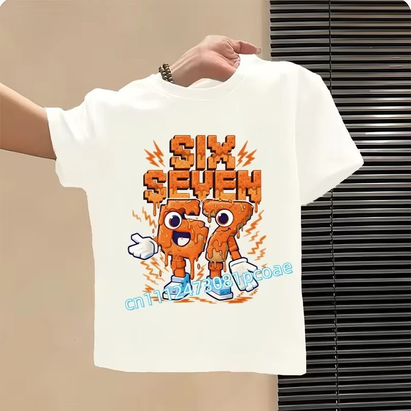 67 T-shirts pour enfants avec impression numérique d'emojis, hauts amples et confortables à manches 