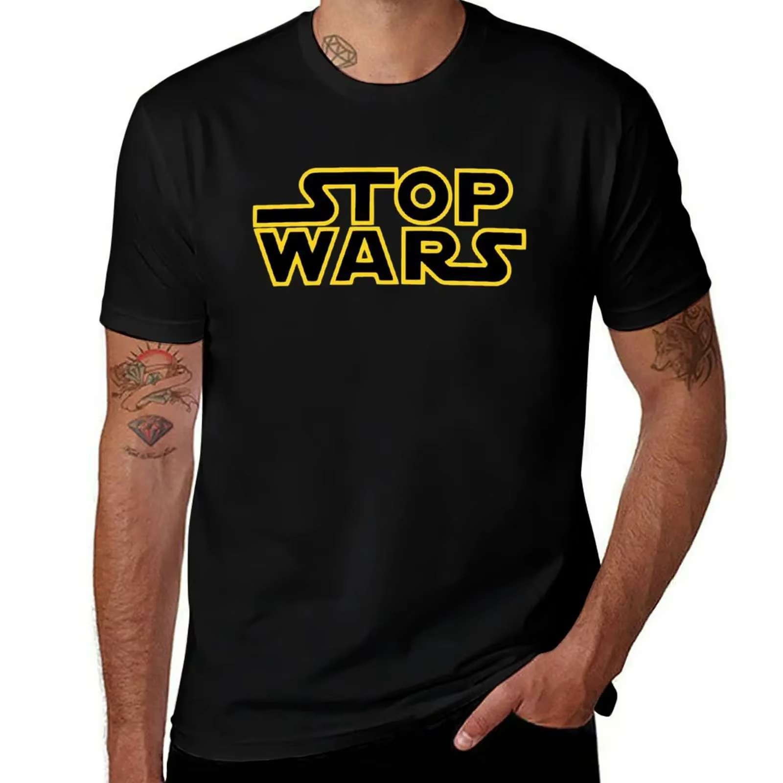 T-shirt grande taille pour hommes et enfants, édition limitée, design STOP WARS, t-shirts unisexes c