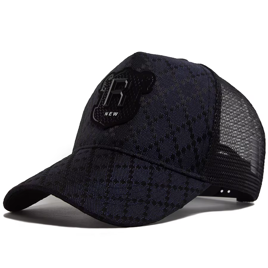 Nouvelle casquette de baseball d'été pour hommes, style 5 panneaux à grille R Label, casquette truck